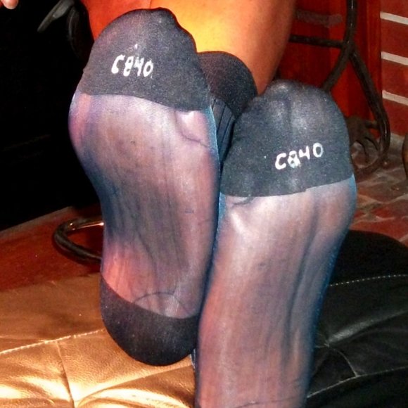 2PR Men's Sheer Navy Thick N Thin with Pattern, Cap Toe Cap Heel Socks -- 10 -13 - Picture 2 of 12